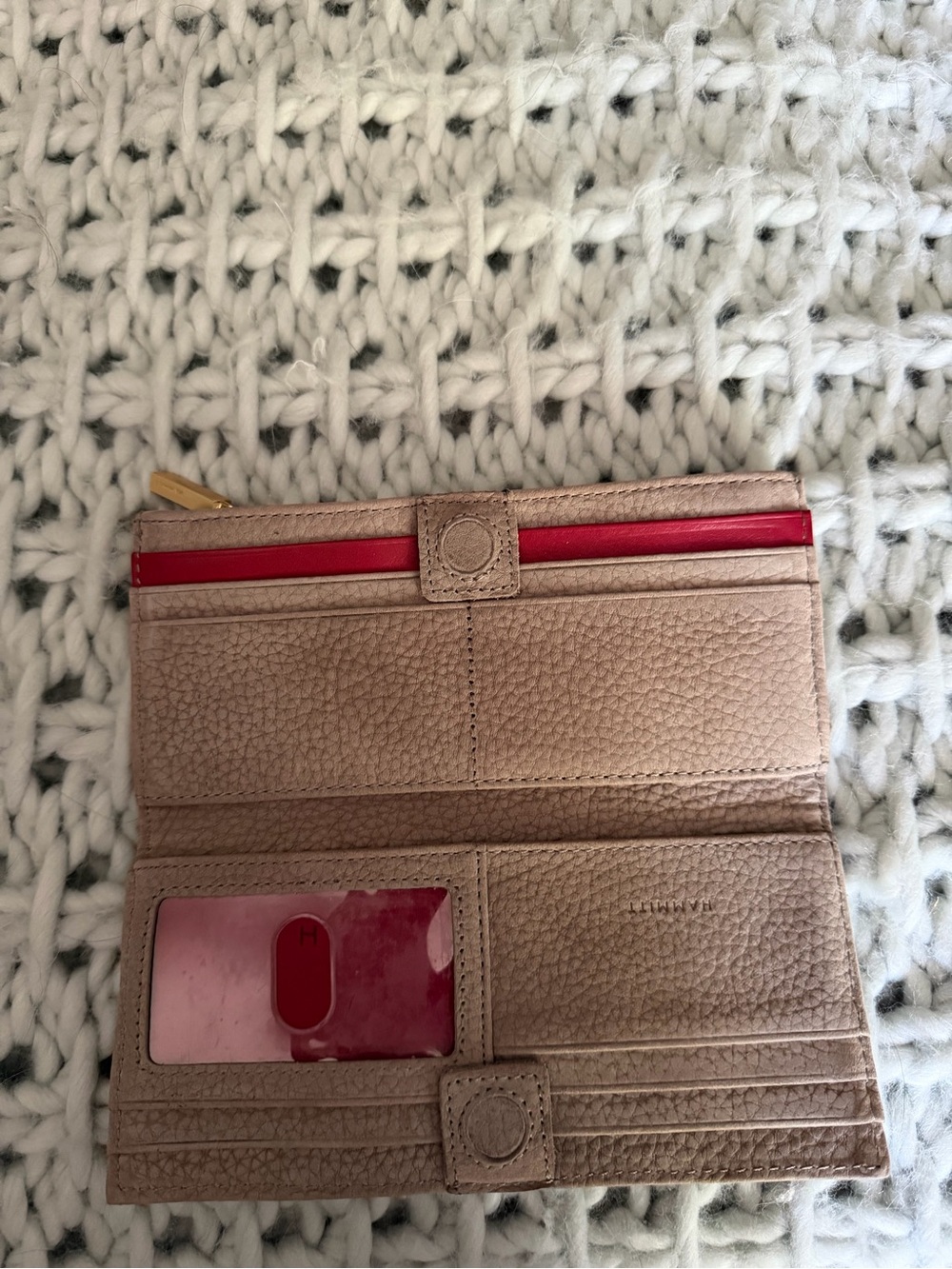 Hammitt Taupe Pebbled Leather Zip Wallet with Gold Studs - Picture 3 of 4